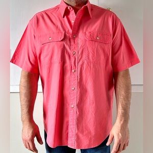 LL Bean sun washed canvas shirt in sunlit coral